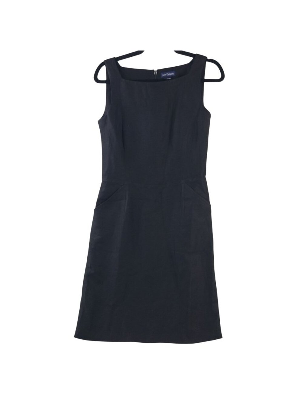 Ann Taylor Black Sleeveless Linen Blend Sheath Dress With Pockets Size 10